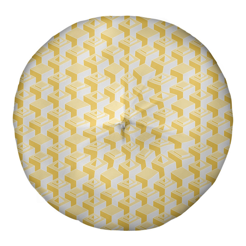 Classic Skyscrapers Pattern Floor Pillow, 26" x 26", Yellow/White