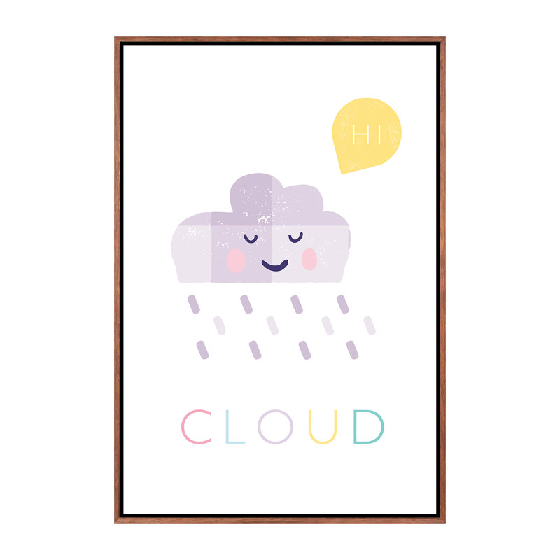 Nuage - reproduction d'impression, H 40 po x l 26 po x P 1,5 po, Pas de tapis, Toile avec cadre brun