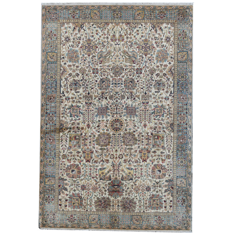 Tapis crème de haute qualité noué à la main