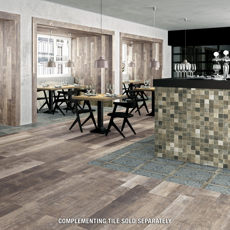 Cava 6" x 32" Porcelain Wood Look Singular Floor and Wall Tile, Bobal