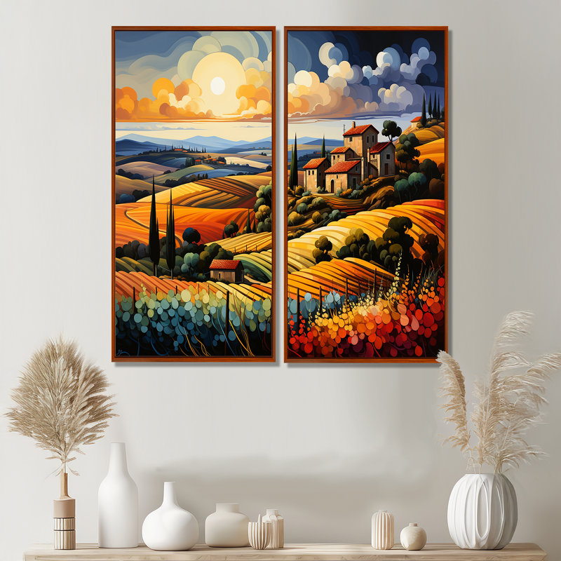 Italie, Toscane, vignobles, V, paysages, Italie, art mural, 40" H x 40" W, Floater Frame, Brown