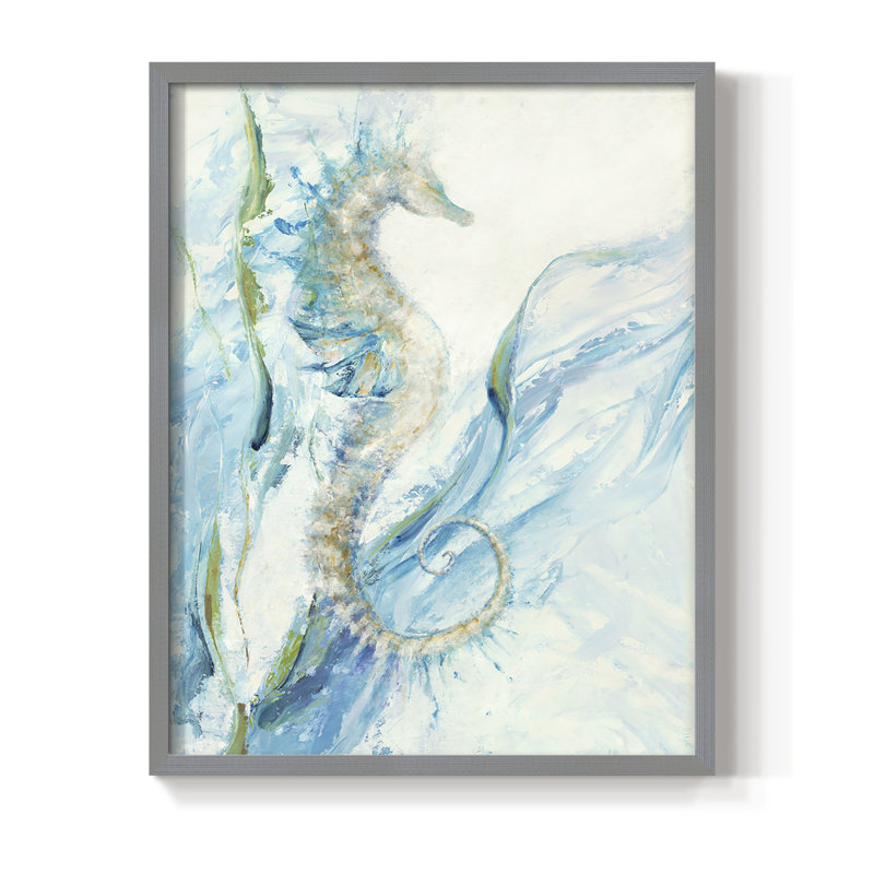 New Seahorse, reproduction encadrée - bois massif, H 11 po x l 9 po, Gris