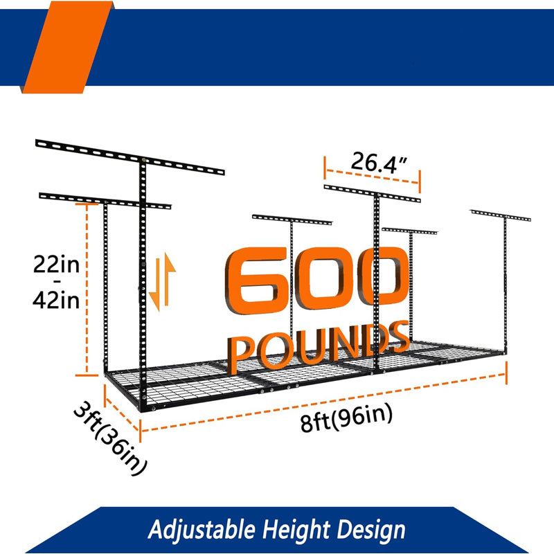 Adjustable Ceiling Storage Rack, Black