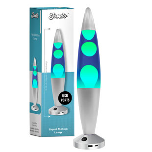 Jambo Beautiful Liquid Lamp With Usb Ports,16" Motion Light With Blue Liquid White Wax, Relaxing Nightlight, Mood Light For Bedroom, Living Room, Office - Adults, Teens, Kids (Set of 4)