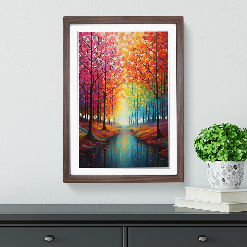 Spring Forest Colour Field No.4 - Single Picture Frame Print on Wood, Walnut Framed, 46cm H x 34cm W
