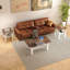 Table basse carrée en verre, ensemble de 2 tables de salon, ensemble de 2 tables de thé moderne trempé avec plateau en MDF et table de bout brun / blanc-529655432-529655434