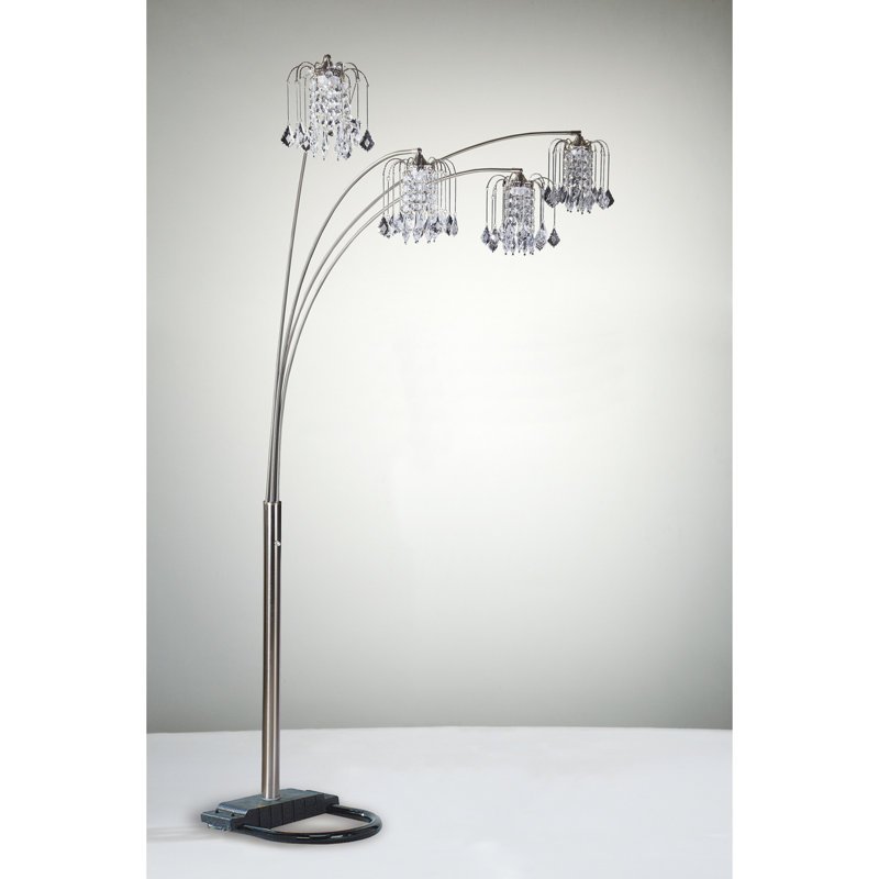 1pc Modern Design Classic Luxury Sleek Multi-head Floor Arc Lamp, Silver, Pewter