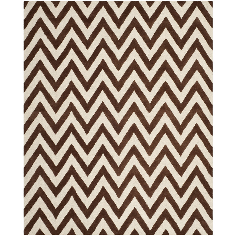 Sanyla Hand Tufted Wool Chevron Rug, Rectangle 9' x 12'