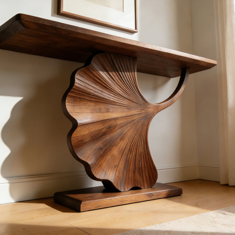 Simple modern style brown console table, 35.4" H x 55.1" W x 15.7" D