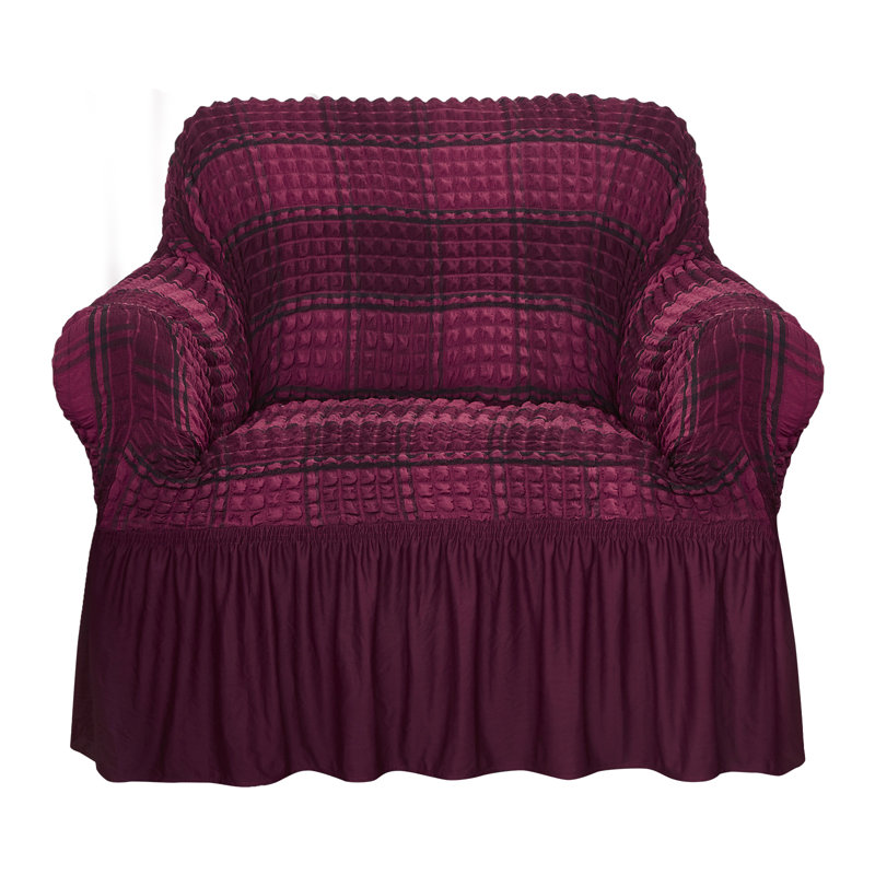 Housse pour canapé à coussins carrés / rectangulaires Bubble, Polyester rouge vin, H 40 po x l 55 po x P 90 po