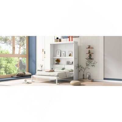 Lit escamotable double pleine grandeur avec tablettes