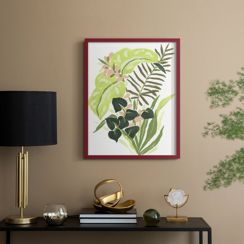 «Lime Leaf Medley I», reproduction encadrée - bois massif, H 30 po x l 24 po, Rouge