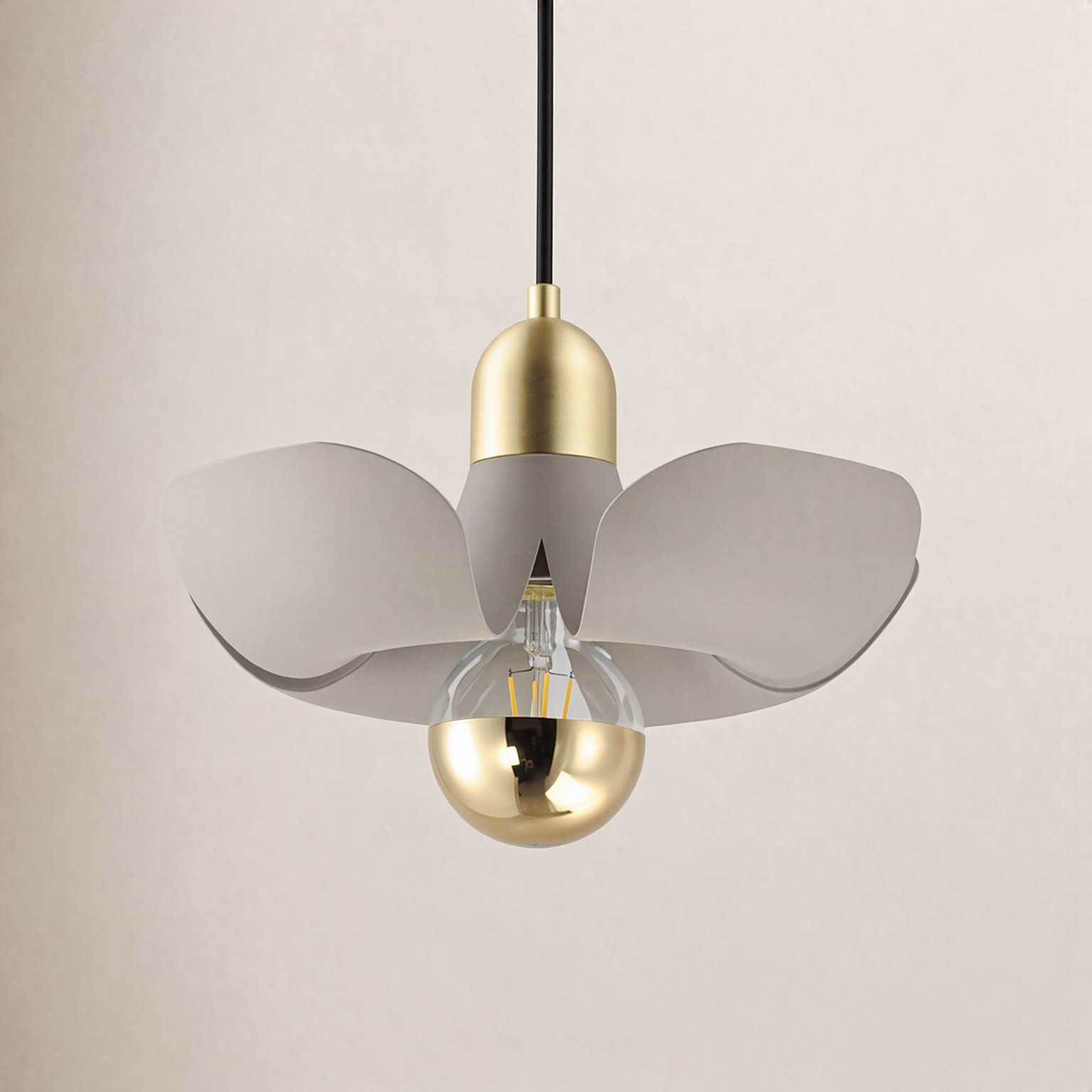 Miruna Single Light Dimmable Pendant, Satin Brass/Silver Gold