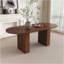 Table de salle à manger 62,9 pouces ovale pour 6 personnes, plateau de table en panneau de fibres à densité moyenne plaqué noyer avec base en panneau de fibres à densité moyenne, table de salle à manger de style campagne moderne avec surface imperméable et résistante aux rayures