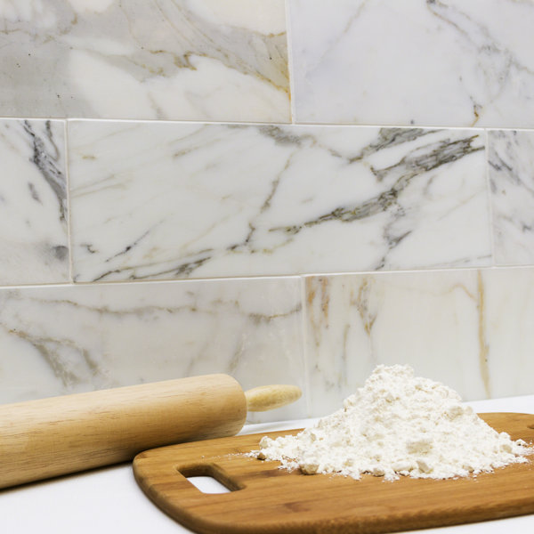 Calacatta 6" x 18" Marble Marble Look Subway Wall & Floor Tile
