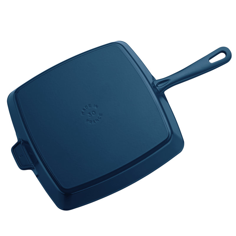 Staub Cast Iron Square Grill Pan, Dark Blue