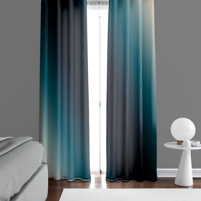 Angecourt Semi Sheer Curtain Panel Pair, Blue/Grey/White, 40" W x 52" L