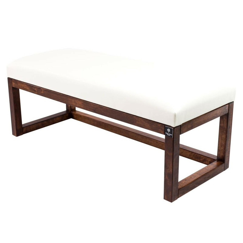 Faux Leather Upholstered Bench, White, 50cm H x 85cm W x 35cm D