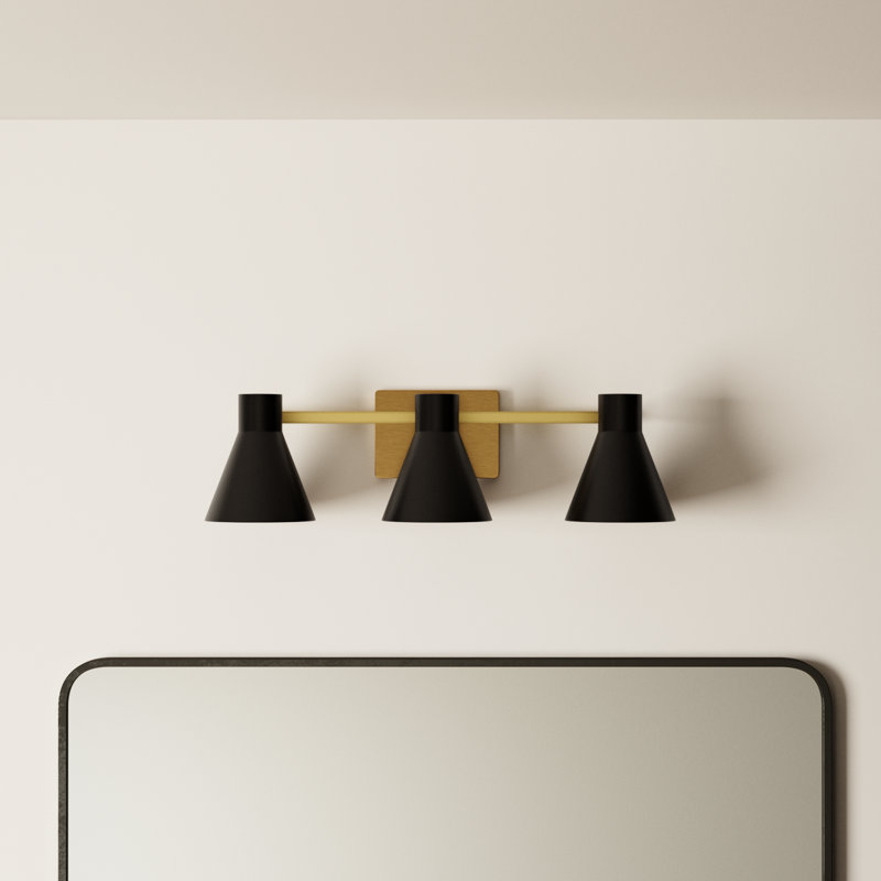 Byers 3-Light Dimmable Cone Vanity Light, Gold, Yes