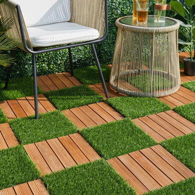 30cm L x 30cm W Interlocking Wood Deck Tile (Set of 27)