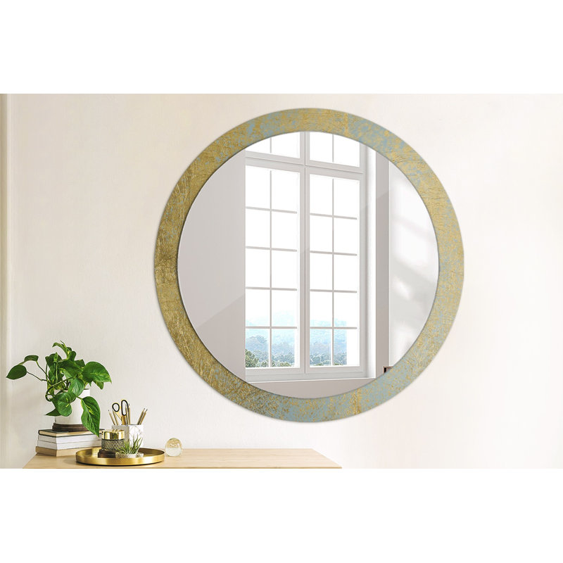 Huldar Round Glass Framed Wall Mounted Accent Mirror, Grey/Yellow