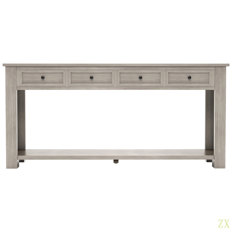 Console Table/Sofa Table With Storage Drawers And Bottom Shelf For Entryway Hallway, Gray Wash
