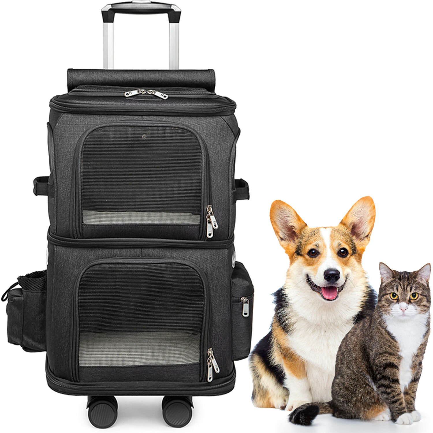 Tucker Murphy Pet Cat Carrier with Wheels Airline Approved, Pet Dog Carrier with Wheels for Small Dogs, Rolling Cat Carrier for Large Cats Puppy
