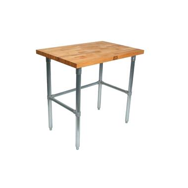 John Boos High-Quality Maple Wood Top Work Table with Adjustable Lower  Shelf, 48 x 30 x 1.5 Inch, Galvanized Steel