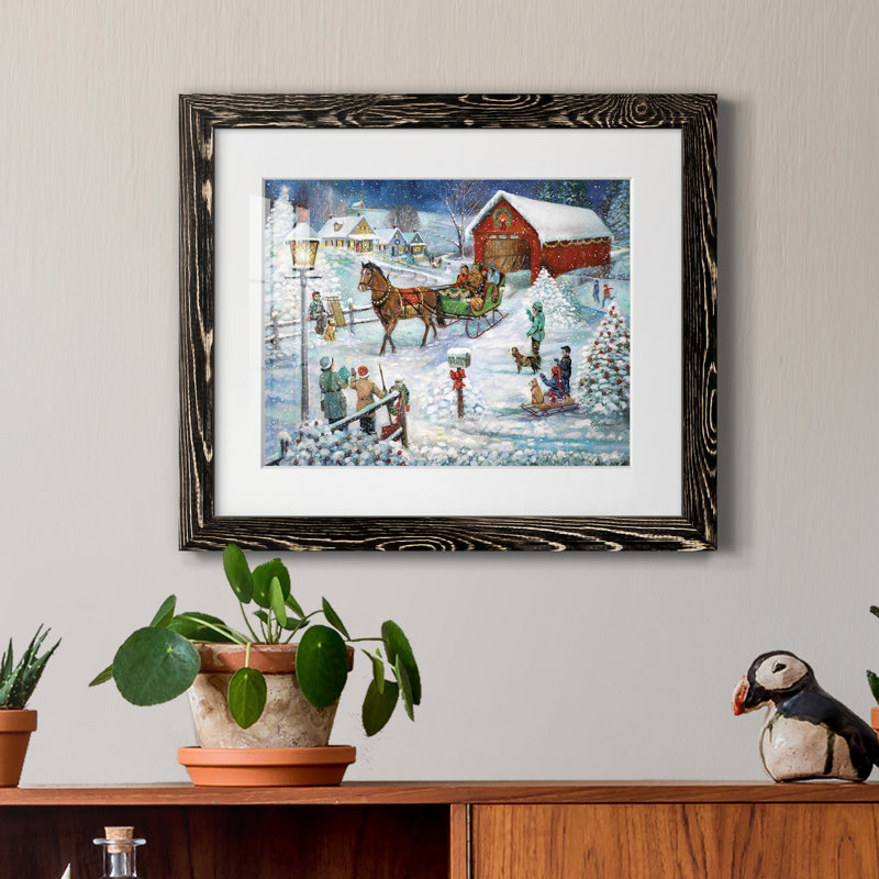 " Sleigh Ride ", Black Framed Paper, 20" H x 24" W x 1" D