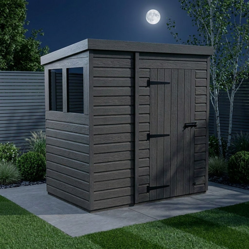 Total Sheds 6ft x 4ft Composite Pent Garden Shed - Single Door - With Windows - EPDM Rubber Roof - UK Manufactured