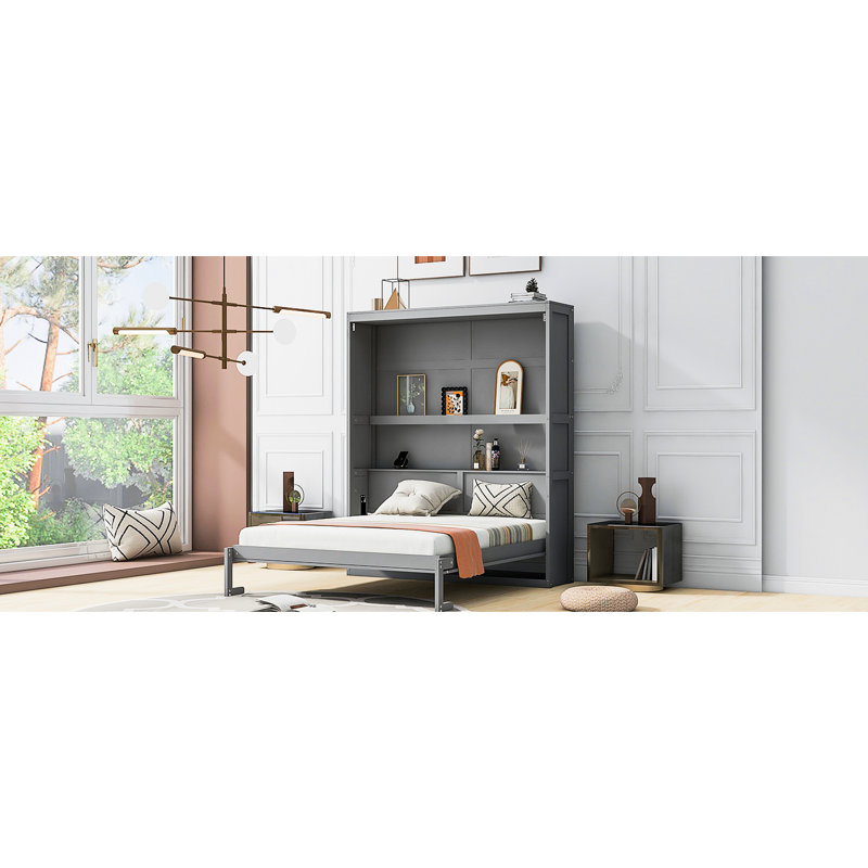 Lit gris avec espace supplémentaire - Espace de rangement pratique pour les invités et le bureau