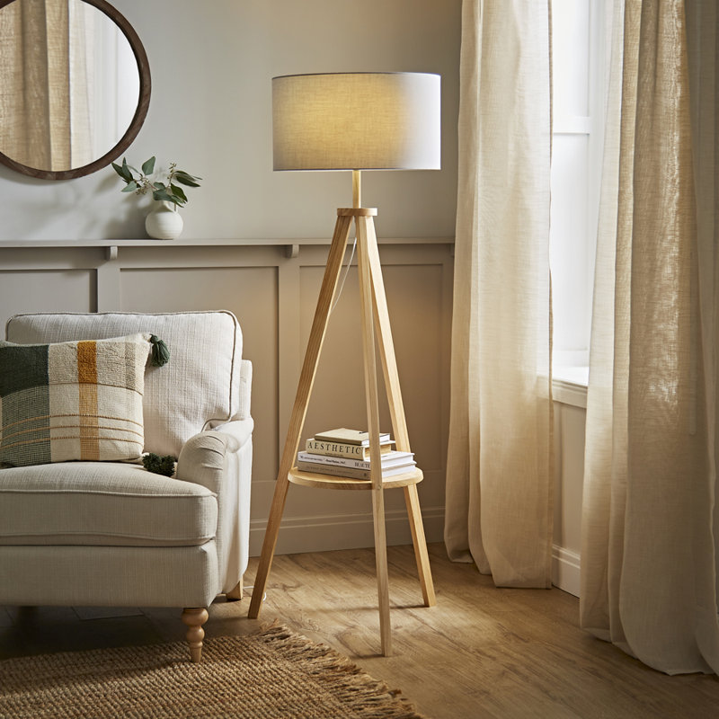 Ismay 149cm Tripod Floor Lamp, Yes, Grey, Light Brown