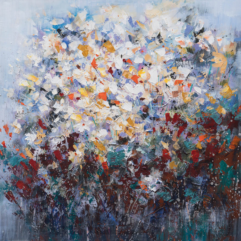 Fleurs colorées - reproduction d'art sur toile tendue, H 20 po x l 20 po x 1,5 po