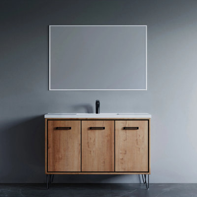 Lunea 48'' Single Bathroom Vanity with Drop-In Ceramic Sink – Wide Storage, Soft-Close Doors & Scandinavian-Inspired Aesthetic