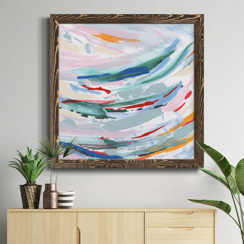 Sincere Red - peinture sur toile encadrée, H 20 po x l 20 po x P 1,5 po, Encadré de bois de noyer
