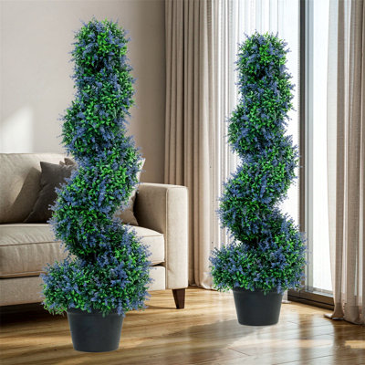 90 cm H Faux Tree Plant in Cement Freestanding Planter