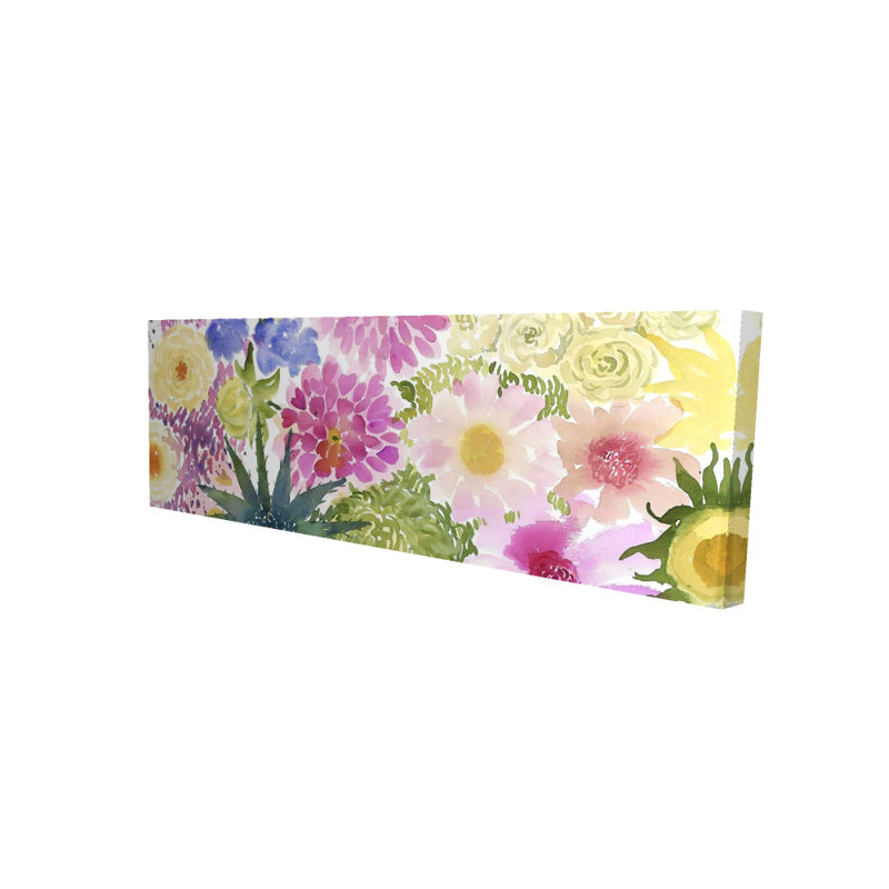 Toile botanique mauve | Ensemble de fleurs exotiques, H 8 po x l 8 po