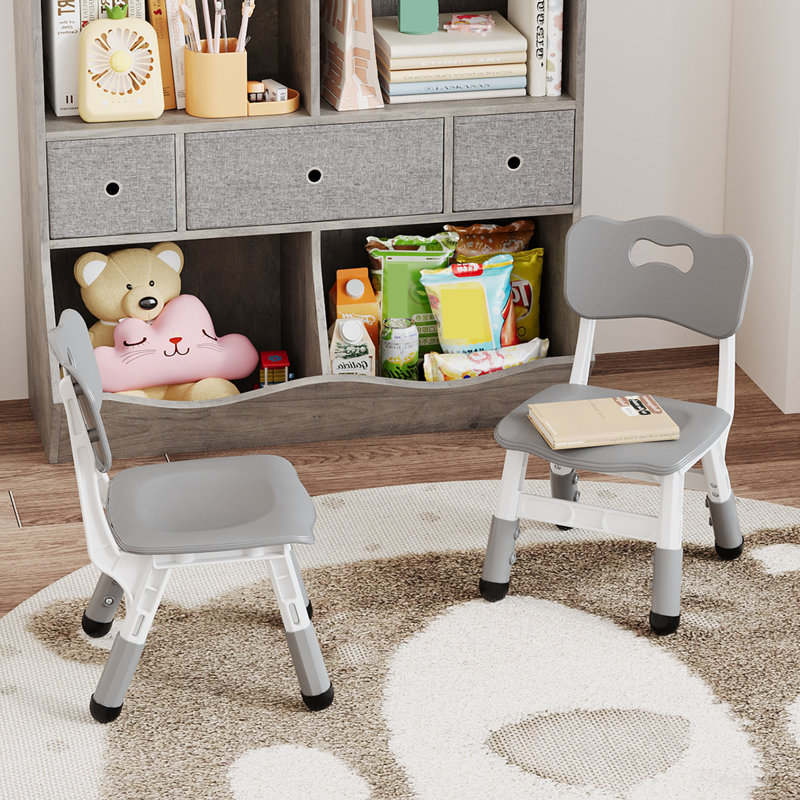 Adjustable Kids Chair 2 Pack, 3 Level Height Adjustable Anti-Slip Plastic Toddler Chair for Children Age 2-8, Suitable for Indoor or Outdoor Home School Daycare Nursery Use