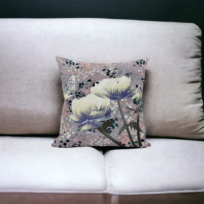 Coussin à fermeture à glissière 20 po x 20 po, Bleu / gris