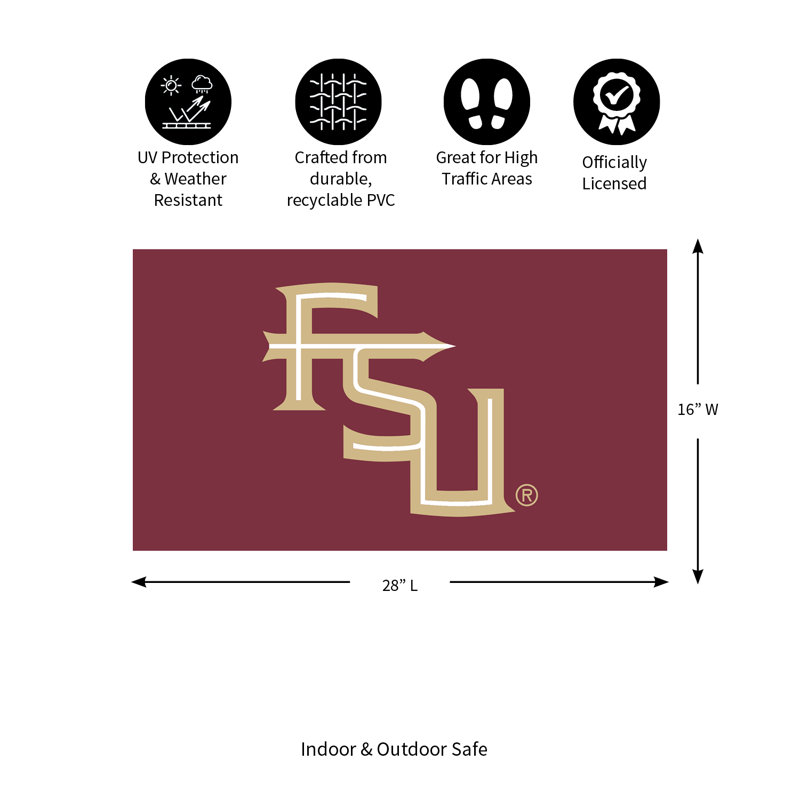 Tapis en PVC pleine couleur, 16 po x 28 po, Florida State University