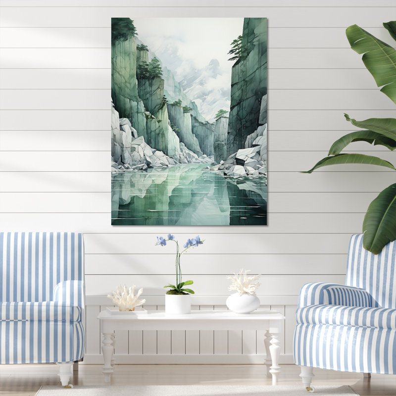 Green 0 Cliff Glacial Symmetry II - impression, Toile tendue, H 40 po x l 30 po x P 1,5 po