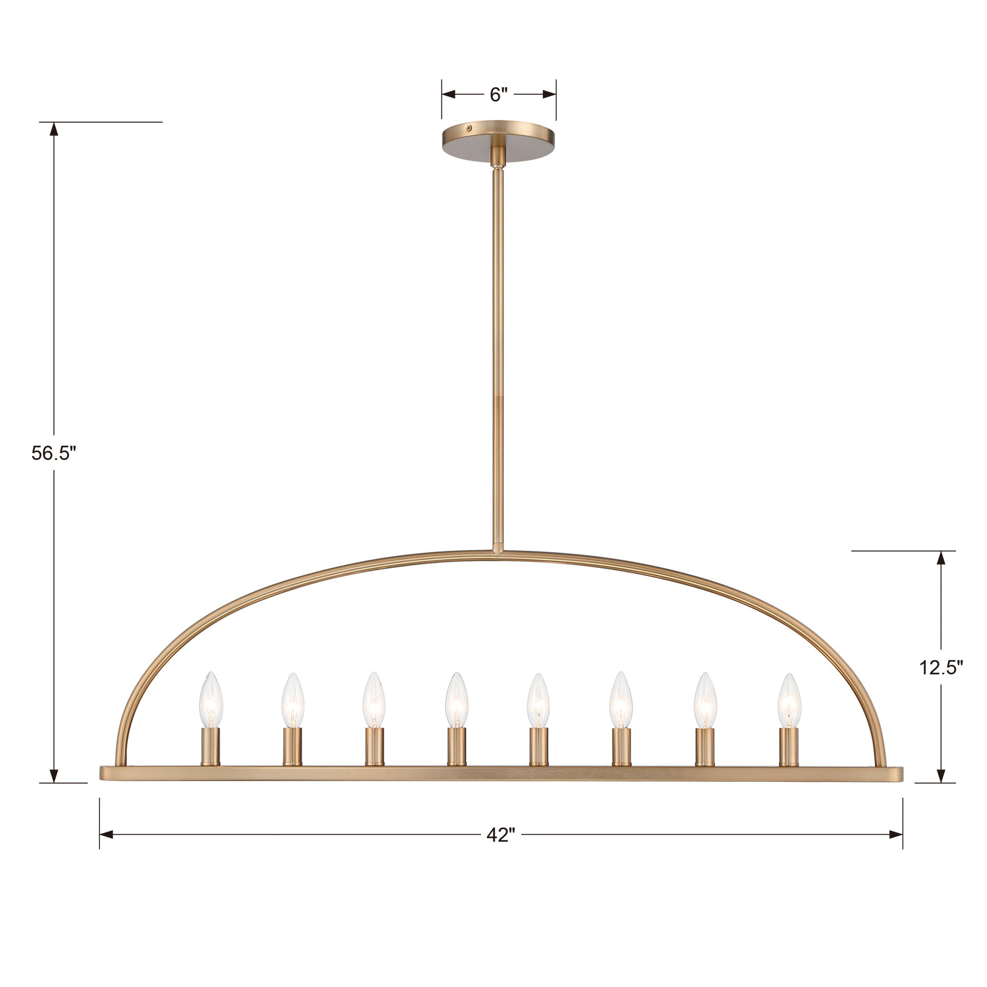 8 - Light Metal Lantern Chandelier, Gold