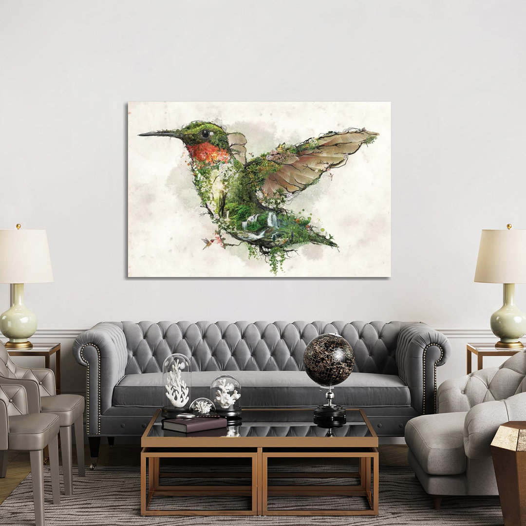 Ruby Throated Hummingbird by Barrett Biggers - Wrapped Canvas Print