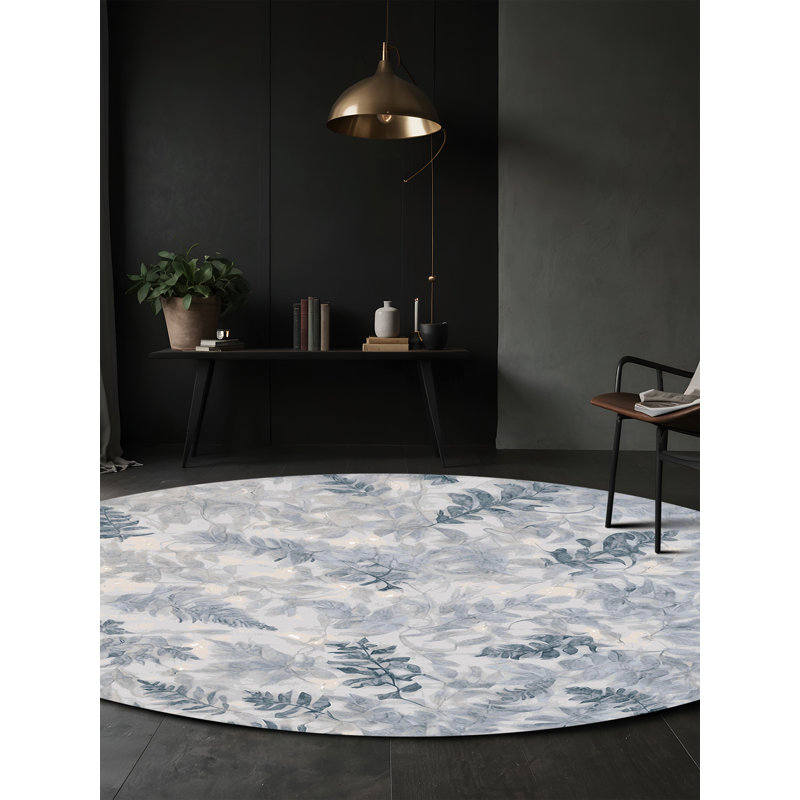 Machine Washable Gray Area Rug, Round 7'