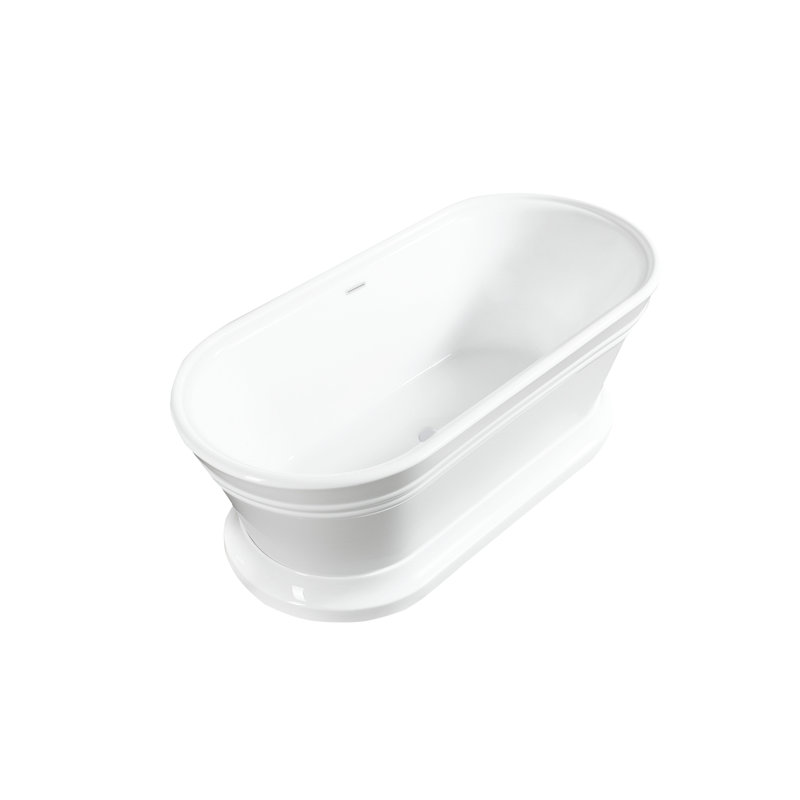 Athena 67" x 31" Freestanding Soaking Acrylic Bathtub, Pure White
