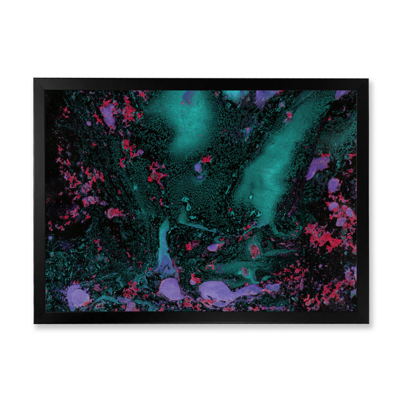 Green Marble Art Ripples - reproduction de cadre flottant sur toile, Cadre photo noir, H 8 po x l 12 po x P 1 po