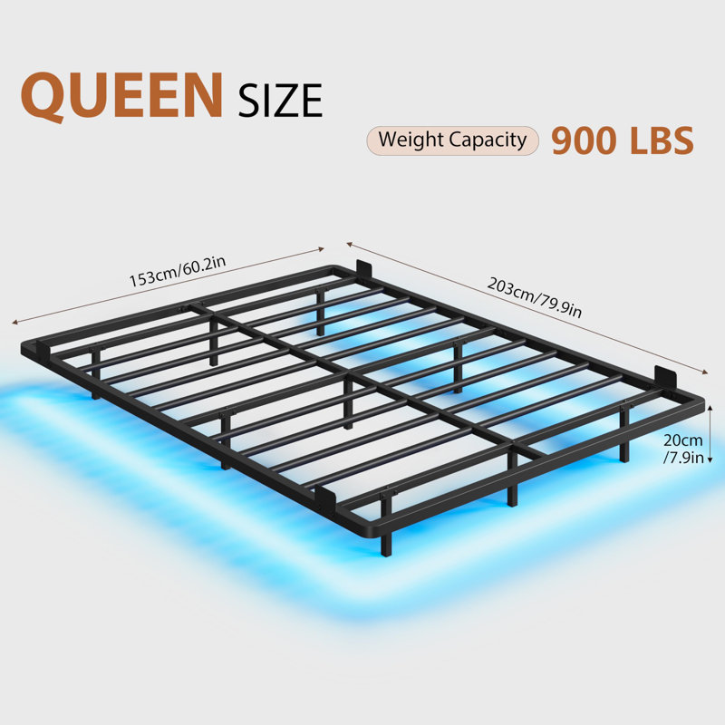 Bed With Led Lights, Charging Station, Queen