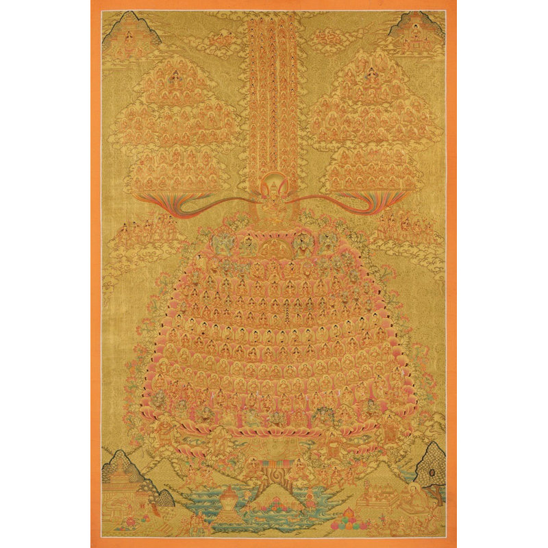 Golden Tsogksing Gelug Thangka (Thangka sans brocart)