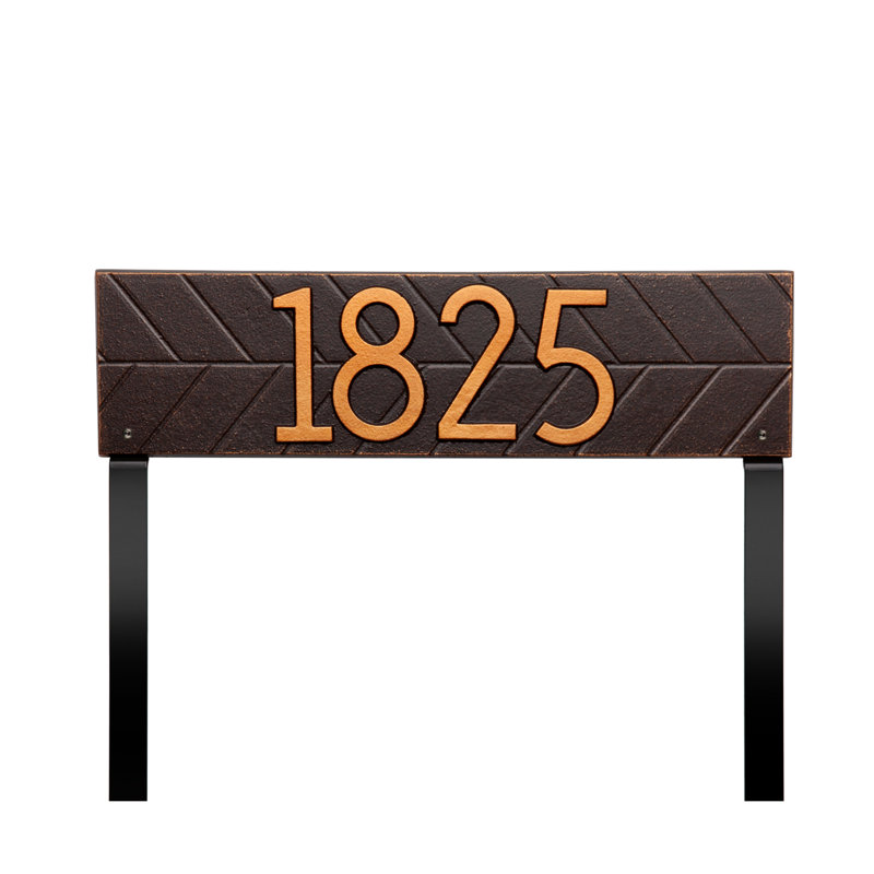 Herringbone Horizontal Plaque, Standard Lawn 1-line, Bronze huilé, Oui