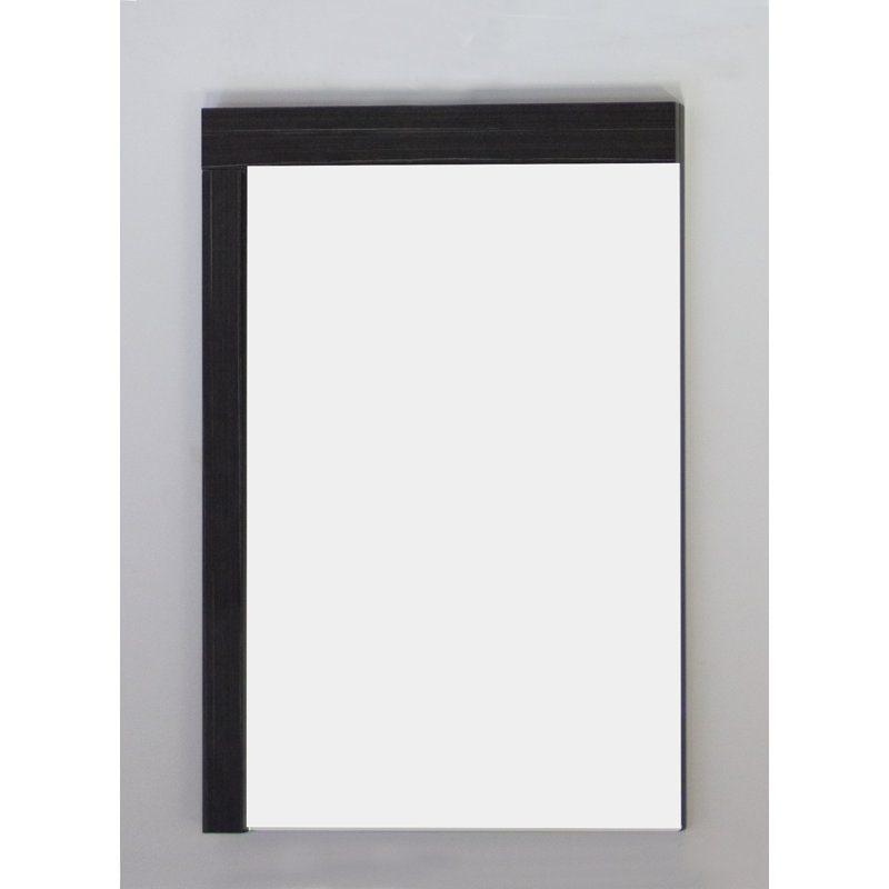 Wood Wall Mirror, 32" H x 24" W, Dawn Gray, Chrome